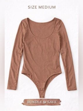 Abercrombie & Fitch Soft A&F Long Sleeve Bodysuit Brown Size Medium 🤎